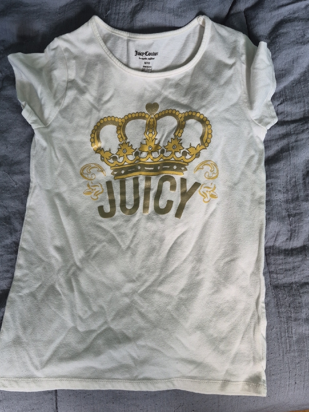Juicy Couture White Tee with Gold Crown Graphic